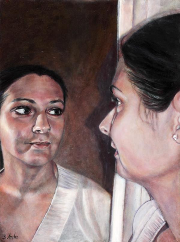 Portrait einer Frau im Spiegel